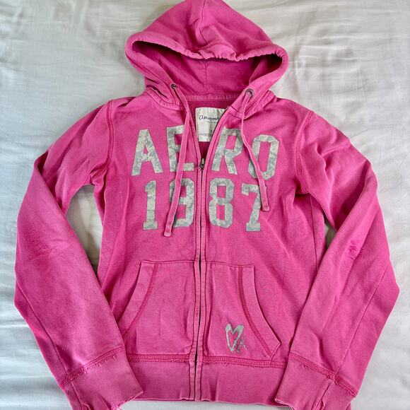 Aeropostale Y2K Pink Zip Up Jacket Hoodie Small - Picture 1 of 7
